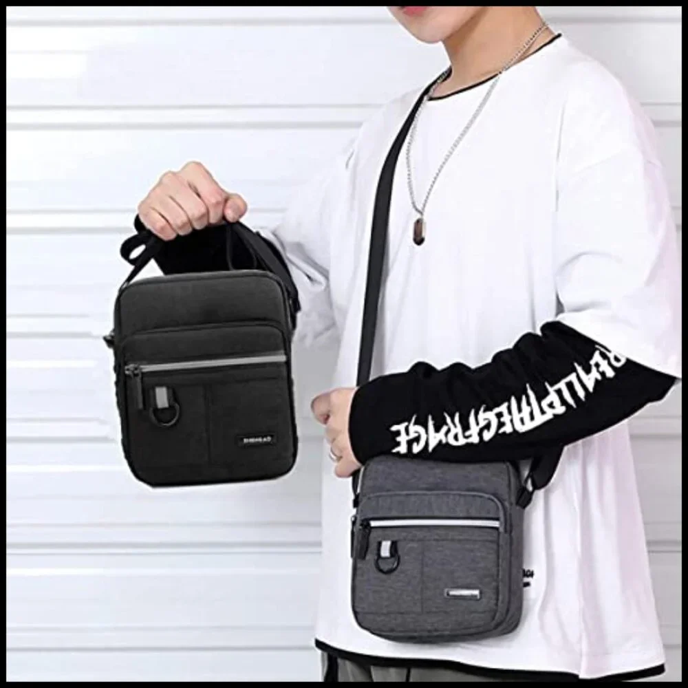 Canvas Crossbody Bag Mini Messenger Adjustable Strap Travel Essential Unisex